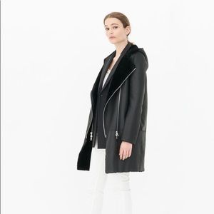 Sandro Black Hooded Coat